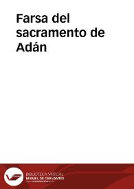 Farsa del sacramento de Adán | Biblioteca Virtual Miguel de Cervantes