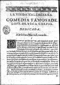 La viuda valenciana : comedia famosa / Lope de Vega ; edición de Teresa Ferrer Valls | Biblioteca Virtual Miguel de Cervantes