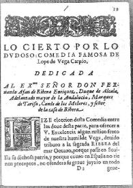 Lo cierto por lo dudoso : comedia famosa / Lope de Vega Carpio | Biblioteca Virtual Miguel de Cervantes