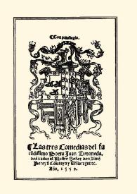Las tres comedias de Juan Timoneda : (Valencia, 1559) / reproducción en facsímile por La Academia Española | Biblioteca Virtual Miguel de Cervantes