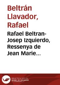 Rafael Beltran-Josep Izquierdo, Ressenya de Jean Marie Barberà, ed., Actes del Col.loqui Internacional 'Tirant lo Blanc' | Biblioteca Virtual Miguel de Cervantes