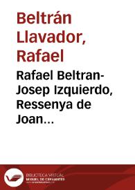 Rafael Beltran-Josep Izquierdo, Ressenya de Joan Perujo, La coherència estructural del 'Tirant lo Blanch' | Biblioteca Virtual Miguel de Cervantes