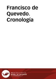 Francisco de Quevedo. Cronología | Biblioteca Virtual Miguel de Cervantes