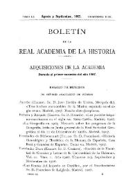 Adquisiciones de la Academia durante el primer semestre del año 1907 | Biblioteca Virtual Miguel de Cervantes