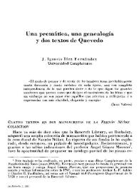 Una premática, una genealogía y dos textos de Quevedo / José Ignacio Díez Fernández | Biblioteca Virtual Miguel de Cervantes