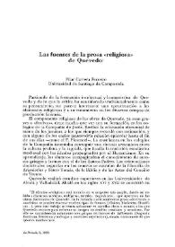 Las fuentes de la prosa "religiosa" de Quevedo / Pilar Carrera Ferreiro | Biblioteca Virtual Miguel de Cervantes