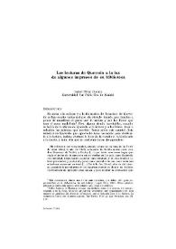 Las lecturas de Quevedo a la luz de algunos impresos de su biblioteca / Isabel Pérez Cuenca | Biblioteca Virtual Miguel de Cervantes