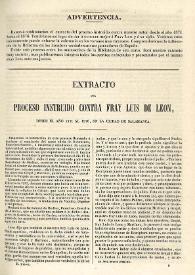 Extracto del proceso instruido contra Fray Luis de León : desde el año 1571 al 1576, en la ciudad de Salamanca | Biblioteca Virtual Miguel de Cervantes