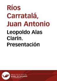Leopoldo Alas Clarín. Presentación | Biblioteca Virtual Miguel de Cervantes