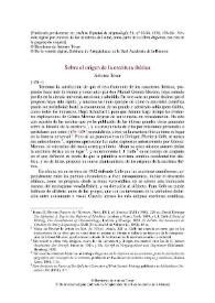 Sobre el origen de la escritura ibérica / Antonio Tovar | Biblioteca Virtual Miguel de Cervantes