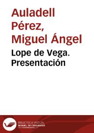 Lope de Vega. Presentación | Biblioteca Virtual Miguel de Cervantes