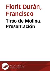 Tirso de Molina. Presentación | Biblioteca Virtual Miguel de Cervantes