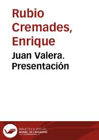 Juan Valera. Presentación | Biblioteca Virtual Miguel de Cervantes