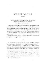 Autógrafo epistolar de Santa Teresa, el más antiguo que se conoce. Ávila, 12 de agosto ¿1546? / Fidel Fita | Biblioteca Virtual Miguel de Cervantes
