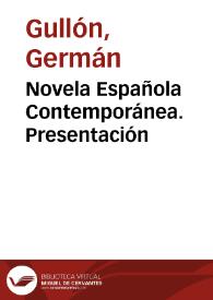 Novela Española Contemporánea. Presentación | Biblioteca Virtual Miguel de Cervantes