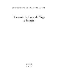 Homenaje de Lope de Vega a Francia / Joaquín de Entrambasaguas | Biblioteca Virtual Miguel de Cervantes