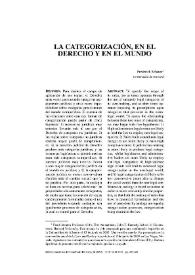 La categorización, en el Derecho y en el mundo / Frederick Schauer | Biblioteca Virtual Miguel de Cervantes
