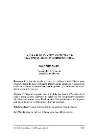 La lira 40 de "Cántico espiritual": una aproximación hermenéutica / Juan Varo Zafra | Biblioteca Virtual Miguel de Cervantes
