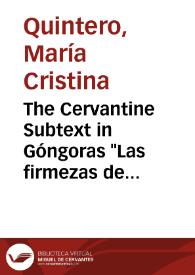 The Cervantine Subtext in Góngoras "Las firmezas de Isabela" / María Cristina Quintero | Biblioteca Virtual Miguel de Cervantes
