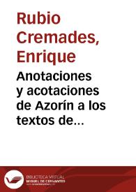 Anotaciones y acotaciones de Azorín a los textos de Galdós / Enrique Rubio Cremades | Biblioteca Virtual Miguel de Cervantes
