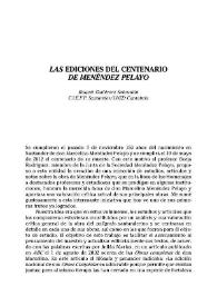 Las ediciones del centenario de Menéndez Pelayo / Raquel Gutiérrez Sebastián | Biblioteca Virtual Miguel de Cervantes