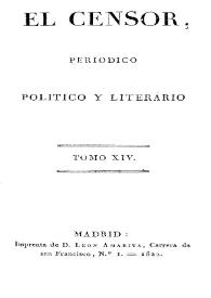 El censor : periódico político y literario. Tomo 14 | Biblioteca Virtual Miguel de Cervantes