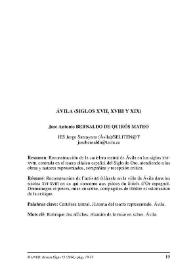 Ávila (siglos XVII, XVIII y XIX) / José Antonio Bernaldo de Quirós Mateo | Biblioteca Virtual Miguel de Cervantes