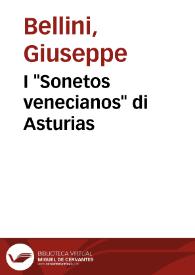 I "Sonetos venecianos" di Asturias / Giuseppe Bellini | Biblioteca Virtual Miguel de Cervantes