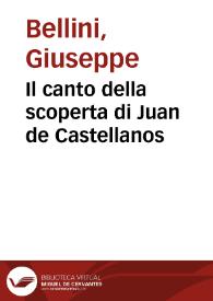 Il canto della scoperta di Juan de Castellanos / Giuseppe Bellini | Biblioteca Virtual Miguel de Cervantes