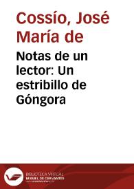 Un estribillo de Góngora | Biblioteca Virtual Miguel de Cervantes