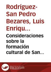 Consideraciones sobre la formación cultural de San Juan de la Cruz / Luis E. Rodríguez-San Pedro Bezares | Biblioteca Virtual Miguel de Cervantes