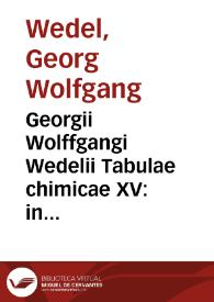 Georgii Wolffgangi Wedelii Tabulae chimicae XV : in synopsi universam chimiam exhibentes | Biblioteca Virtual Miguel de Cervantes