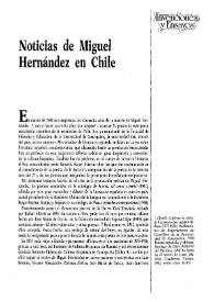 Noticias de Miguel Hernández en Chile / Luis Muñoz González | Biblioteca Virtual Miguel de Cervantes
