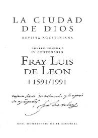 Fray Luis de León (1591-1991): Número-Homenaje IV Centenario / La Ciudad de Dios. Revista Agustiniana | Biblioteca Virtual Miguel de Cervantes