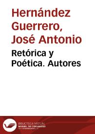 Retórica y Poética. Autores | Biblioteca Virtual Miguel de Cervantes