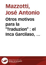 Otros motivos para la "Traduzion" : el Inca Garcilaso, los "Diálogos de Amor" y la tradición cabalística / José Antonio Mazzotti | Biblioteca Virtual Miguel de Cervantes