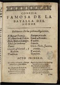 La batalla del honor | Biblioteca Virtual Miguel de Cervantes