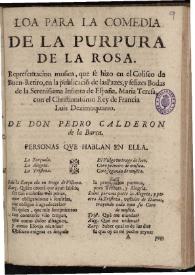 La purpura de la rosa | Biblioteca Virtual Miguel de Cervantes