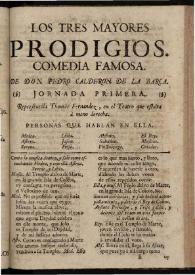 Los tres mayores prodigios | Biblioteca Virtual Miguel de Cervantes