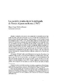 La cuestión jesuita desde la embajada de Tomás Azpuru en Roma (1767) / Miguel Ángel Muñoz Romero | Biblioteca Virtual Miguel de Cervantes