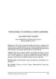 Teorías para un canon de la crítica literaria / José Domínguez Caparrós | Biblioteca Virtual Miguel de Cervantes