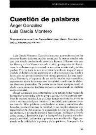 Cuestión de palabras / Ángel González, Luis García Montero | Biblioteca Virtual Miguel de Cervantes