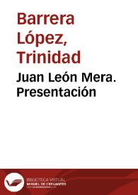 Juan León Mera. Presentación / Trinidad Barrera | Biblioteca Virtual Miguel de Cervantes