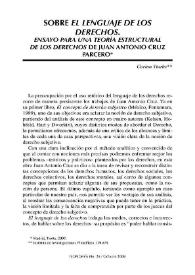 Sobre "El lenguaje de los derechos". Ensayo para una teoría estructural de los derechos de Juan Antonio Cruz Parcero / Yturbe Corina | Biblioteca Virtual Miguel de Cervantes