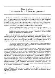 Riva Agüero: Una teoría de la literatura peruana / Luis Loayza | Biblioteca Virtual Miguel de Cervantes