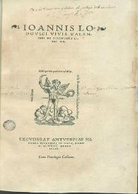 Ioannis Lodovici Vivis ... De disciplinis libri XX | Biblioteca Virtual Miguel de Cervantes