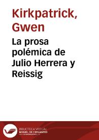 La prosa polémica de Julio Herrera y Reissig / Gwen Kirkpatrick | Biblioteca Virtual Miguel de Cervantes