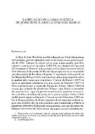 La relació de l'obra poètica de Joan Boscà amb la d'Ausiàs March / Marinela Garcia Sempere | Biblioteca Virtual Miguel de Cervantes