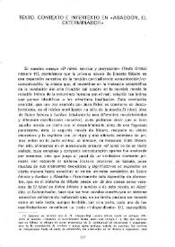 Texto, contexto e intertexto en "Abaddón, el exterminador" / Renato Prada Oropeza | Biblioteca Virtual Miguel de Cervantes