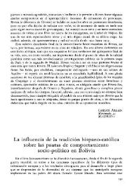 La influencia de la tradición hispano-católica sobre las pautas de comportamiento socio-político en Bolivia / H. F. C. Mansilla | Biblioteca Virtual Miguel de Cervantes